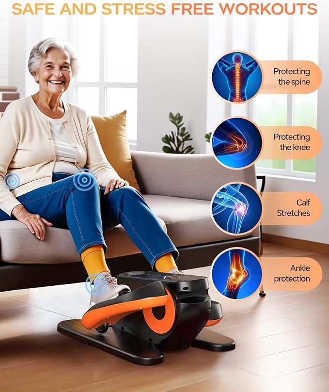 Under Desk Elliptical Machine, Ellipse Leg Exerciser as Seen on Tv for Seniors Adults with 12 Adjustable Speed, Quiet & Portable Seated Pedal Exerciser with Remote Control & Non-Slip Foot Straps