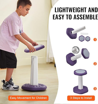 VEVOR Kids Wobble Chair, Active Chair with Sponge Cushion, Wobble Stool Improves Focus, Posture and Calm Children, Ideal for Schools and Home, Age 7-14, Purple