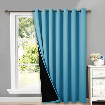 NICETOWN Total Shade Patio Door Curtain, Heavy-Duty Full Light Shading Sliding Door Drape Room Divider Curtain, Vertical Blind for Window（Teal Blue, 1 Panel, 100 inches Wide x 84 inches Long