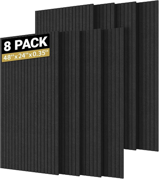 TONOR 8 Pack Large Acoustic Panels,48" X 24" X 0.35" Acoustical Wall Panel, Self-Adhesive Sound Proof Panels, Decorative Soundproof Wall Panels for Echo Absorption for Home Studio Office, Black