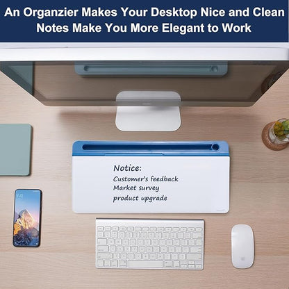 Small Glass Desktop Whiteboard Dry-Erase-Board - Computer Keyboard Stand White Board Surface Pad with Drawer, Desk Organizers