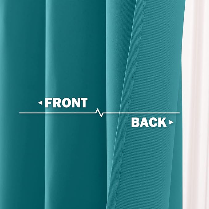 NICETOWN Cafe Curtains 36 Inch Length, Kitchen Window Curtains Over Sink, Set 2 Pack Privacy Thermal Insulated Short Curtain for Bathroom Basement Small Windows Cover, Peacock Teal, 52" Wide