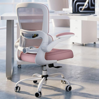 Office Chair - Ergonomic Desk Chair with Adjustable Lumbar Support, Mesh Computer Chair, Executive Chair for Home Office Comfortable Lumbar Support (Pink)