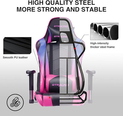 GTRACING Gaming Chair Racing Office Computer Ergonomic Video Game Chair Backrest and Seat Height Adjustable Swivel Recliner with Headrest and Lumbar Pillow Esports Chair (Colorful)