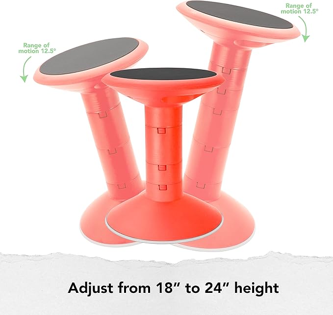 Storex Active Tilt Stool – Ergonomic Seating for Flexible Office Space and Standing Desks, Adjustable 12-24 Inch Height, Red (00324U01C)