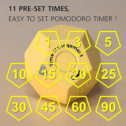 Cube Timer, Pomodoro Timer, Rechargeable Small Cute Timer, Timer for Kids and Classroom, Kitchen Timer for Cooking, Workout & Study Countdown Timer, Time Management Timer (Honey Yellow)