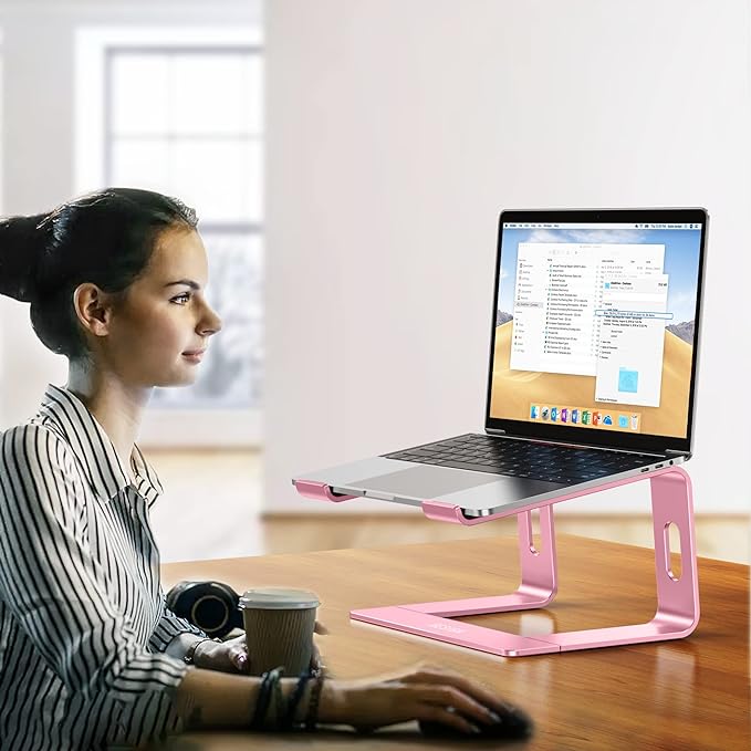 BESIGN LS03 Aluminum Laptop Stand, Ergonomic Detachable Computer Stand, Riser Holder Notebook Stand Compatible with Air, Pro, Dell, HP, Lenovo More 10-15.6" Laptops, Pink