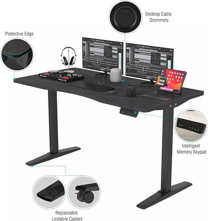 Monomi Height Adjustable Electric Standing Desk, 55 x 24 Inches Stand up Desk, Sit Stand Home Office Computer Desk(Black Frame+Marble Black Top)