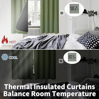 BGment Blackout Curtains for Bedroom 63 Inch Length, Thermal Insulated Full Room Darkening Noise Cancelling Window Curtains Drapes with Rod Pocket, 2 Panels, Each Panel 52 Inch Wide, Grass Green