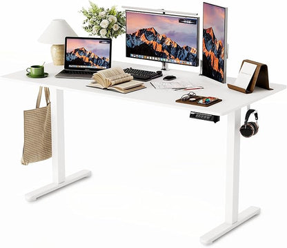 Monomi Electric Standing Desk, 48 x 24 inches Height Adjustable Desk, Ergonomic Home Office Sit Stand Up Desk with Memory Preset Controller (White Top/White Frame)