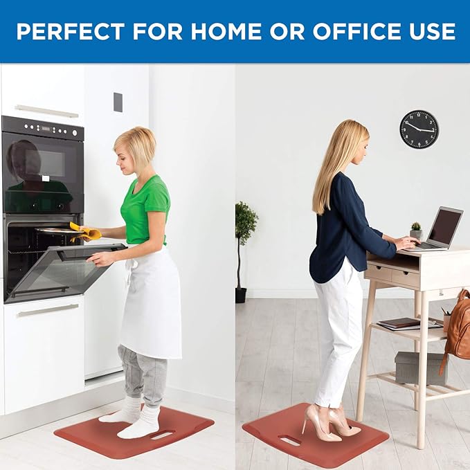 Mount-It! Standing Desk Floor Mat | Red Standing Comfort Mat for Standing Desk, Home, Office, Kitchen, Garage | Anti-Slip Washable Surface| 18"x22" | Rubberized Gel Foam