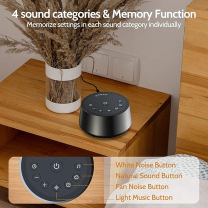 Color Noise Sound Machines with 25 Soothing Sounds Sleep White Noise Machine 32 Volume Levels 5 Timers and 4 Sound Categories and Memory Function for Home Office and Travel