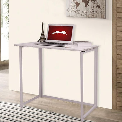 Leopard Outdoor Products Folding Computer Desk for Small Spaces, Space-Saving Home Office Desk, Foldable Computer Table, Laptop Table, Writing Desk, Compact Study Reading Table (Marble White)