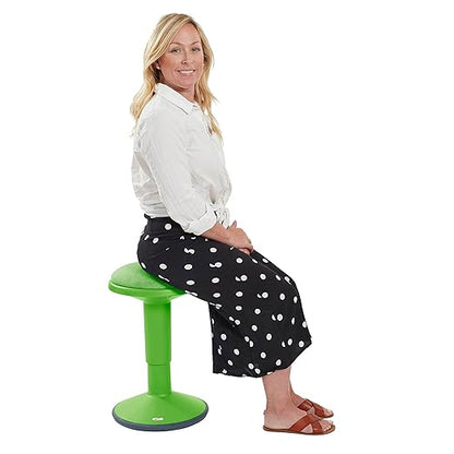 ECR4Kids Sitwell Wobble Stool with Cushion, Adjustable Height, Active Seating, Grassy Green