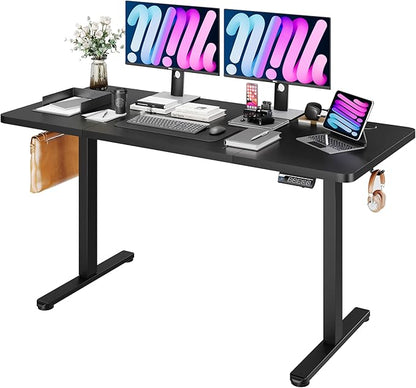 Monomi Electric Standing Desk, 63 x 28 inches Height Adjustable Desk, Ergonomic Home Office Sit Stand Up Desk with Memory Preset Controller (Black Top/Black Frame)