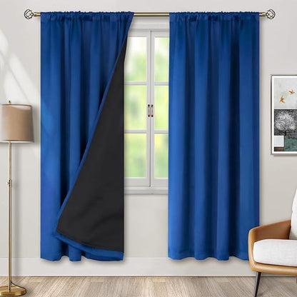 BGment 100% Blackout Curtains for Bedroom 84 Inch Length, Rod Pocket with Thermal Insulated Liner Full Room Darkening Curtains for Living Room, Each Window Curtains 2 Panels, 42 x 84 Inch, Royal Blue