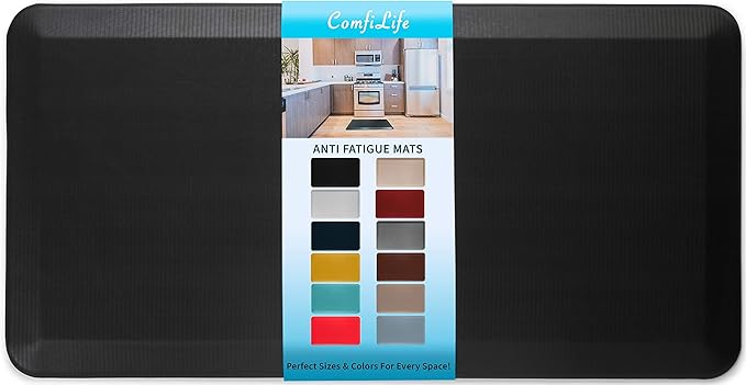 ComfiLife Anti Fatigue Floor Mat – 3/4 Inch Thick Perfect Kitchen Mat, Standing Desk Mat – Comfort at Home, Office, Garage – Durable – Stain Resistant – Non-Slip Bottom (24" x 70", Black)