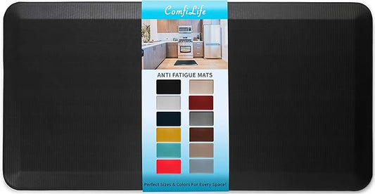 ComfiLife Anti Fatigue Floor Mat – 3/4 Inch Thick Perfect Kitchen Mat, Standing Desk Mat – Comfort at Home, Office, Garage – Durable – Stain Resistant – Non-Slip Bottom (24" x 70", Black)