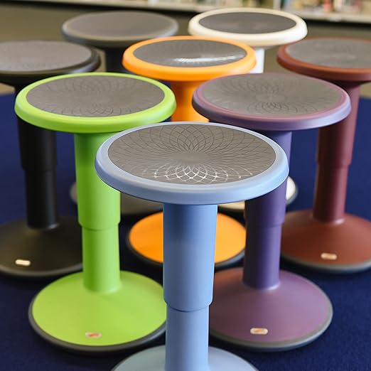 ECR4Kids SitWell Wobble Stool, Adjustable Height, Active Seating, Grassy Green