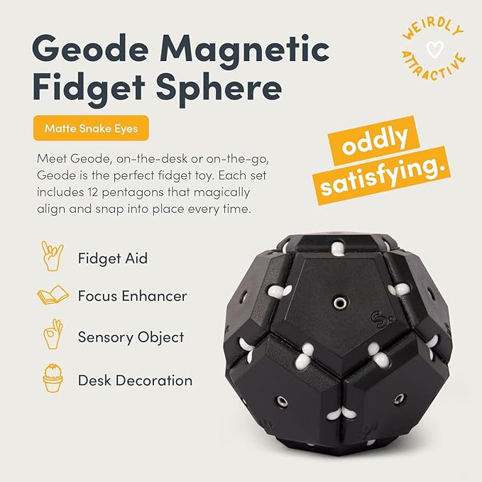 Speks Geode Pentagons Magnetic Fidget Toy for Adults & Teens 14+ | Sensory Gadget for Stress Relief, Office Desk Toy Present, Christmas Gift, Holiday Stocking Stuffer | Snake Eyes, 12-Piece Set