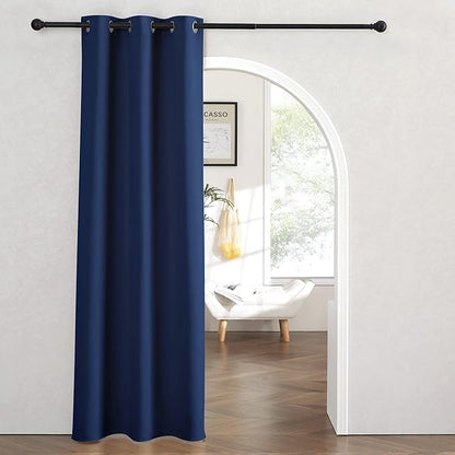 RYB HOME Blackout Curtains Thermal Insulating Privacy Temporary Door Curtains for Bedroom Closet Doorway Accordion Door Interior Living Room Kids Nursery Dining, Wide 60 x Long 90 inch, Navy