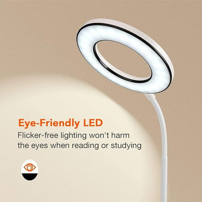 Miady LED Desk Lamp Eye-Caring Table Lamp, 3 Color Modes with 4 Levels of Brightness, Dimmable Office Lamp with Adapter, Touch Control Sensitive, 360° Flexible