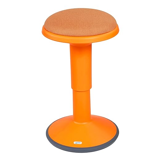 ECR4Kids Sitwell Wobble Stool with Cushion, Adjustable Height, Active Seating, Orange