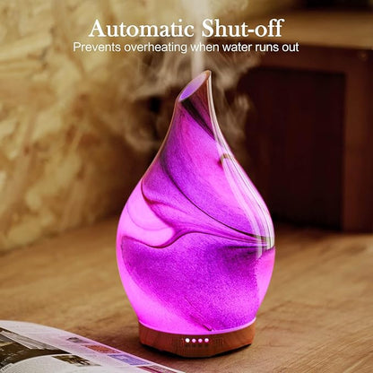 Porseme 280ml Glass Essential Oil Diffuser Aromatherapy Ultrasonic Cool Mist Humidifier 7 Running Hours Waterless Auto-Off Air Diffusers for Sleeping, Yoga, Office Working, Spa and Rest (Deep Desert)