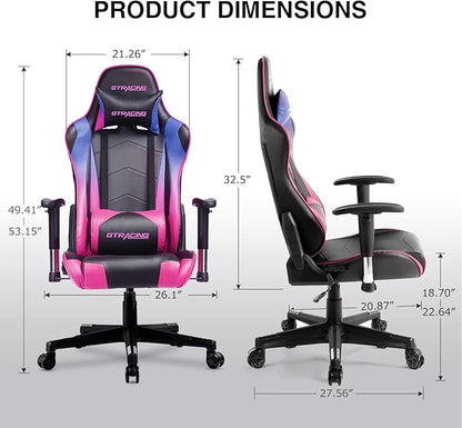 GTRACING Gaming Chair Racing Office Computer Ergonomic Video Game Chair Backrest and Seat Height Adjustable Swivel Recliner with Headrest and Lumbar Pillow Esports Chair (Colorful)