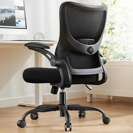 Marsail Office Chair Ergonomic Desk Chair with 3 Ways PU Armrests and Adjustable Lumbar Support Breathable Mesh Computer Chair Executive Rolling Swivel Comfy Task Chair for Home Office Gaming