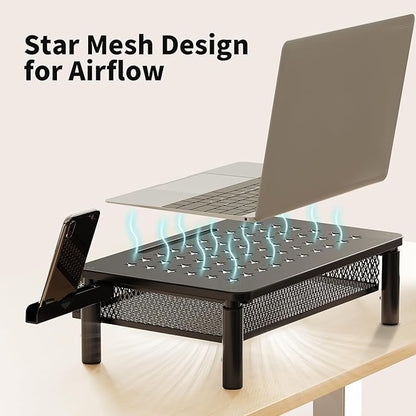 Zimilar Monitor Stand Riser with Metal Mesh Drawer, Height Adjustable with Phone Holder for Computer, Laptop, Printer, Notebook, Computer Monitor Stand with Storage