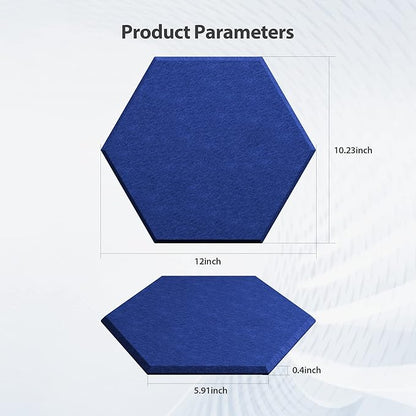 12 Pack Acoustic Panels Self Adhesive Sound Proof Foam, High Density Sound Acoustic Panel, 12X10.23X0.4 Inch Hexagon Panels in Home, Office, Reccording Room, Studio,and more(Telecom Blue)