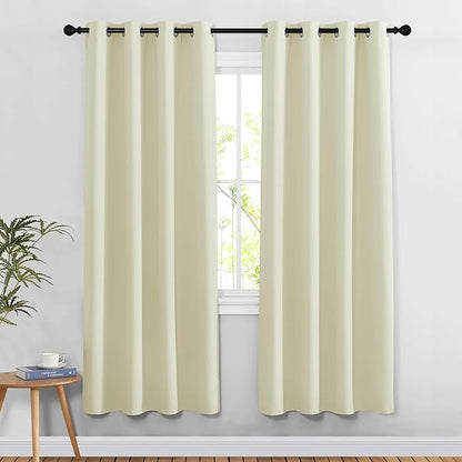 NICETOWN Room Darkening Beige Curtains for Doorway 78" L, Grommet Light Blocking Window Treatments Blackout Privacy Drapes for Living Room/Kids Room, 2 Panels, W52 x L78