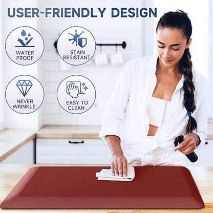 StepRite 4/5 Inch Thick Kitchen Mat Anti Fatigue Mat Kitchen Rugs Kitchen Decor Non-Slip, Stain Resistant, Waterproof Kitchen Mats Desk Mat for Kitchen, Office, Workshop, Red, 17'' x 28''