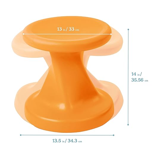 ECR4Kids Twist Wobble Stool, 14in Seat Height, Active Seating, Orange