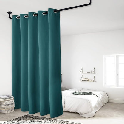 NICETOWN 100% Blackout Patio Sliding Door Curtain, Wide Lined Drape, Keep Warm Drapery, Sliding Glass Door Panel for Night Shift（Sea Teal, 1 Panel, 70 inches Wide x 95 inches Long