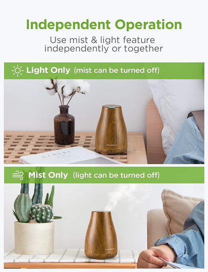 InnoGear Essential Oil Diffuser, Premium 5-in-1 Diffusers for Home Scent Aromatherapy Diffuser Air Desk Humidifier for Bedroom Large Room Office 7 Color LED 2 Mist Mode Waterless Auto Off, Bronze