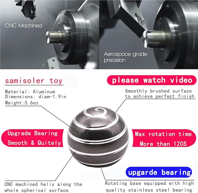 Desk-Fidget-Kinetic-Toys Cool-Gadgets: Cool-Stuff Thing Game Toy for Adult Teen Children Kid, Optical-Illusion Stress Relief Gifts for Man Women Home Office School Christmas Spinning Up 300 Seconds