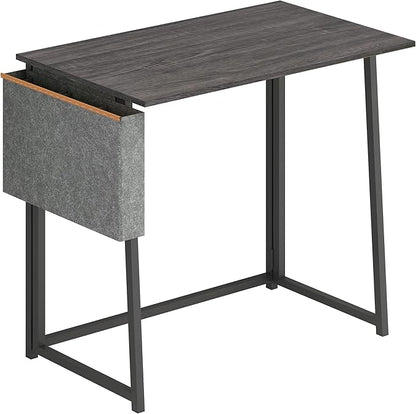 4NM 31.5" Small Desk with Storage Bag, Simple Assembly Folding Computer Desk Home Office Desk Study Writing Table for Small Space Offices - Gray and Black