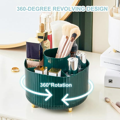 Pencil Holder For Desk,5 Slots 360°Degree Rotating Desk Organizers And Accessories,Desktop Storage Stationery Supplies Organizer, Cute Pencil Cup Pot For Office, School, Home (A-Green)