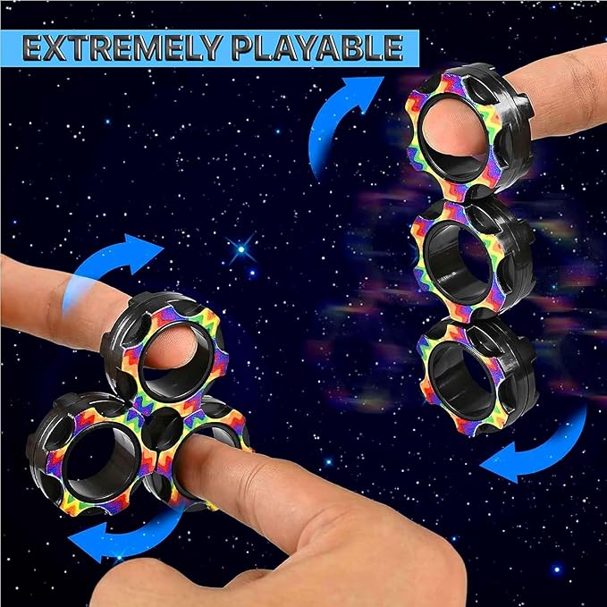 5Pcs Fidget Toys Adults Set, Autism Sensory Pack with figette Cube Magnetic Rings Pad ADHD Stress Relief for Kids Teen, Cool Gadget Desk Spinner Christmas Stocking Stuffer