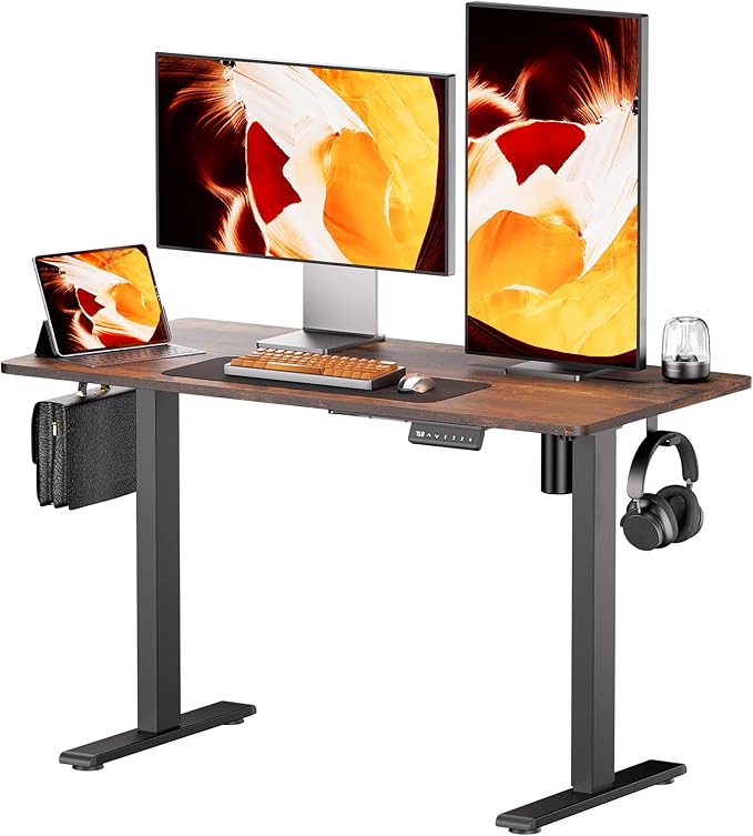 Electric Standing Desk - Adjustable Height with Memory Preset, 48 x 24 Inches Ergonomic Design Home Office Standing Desk