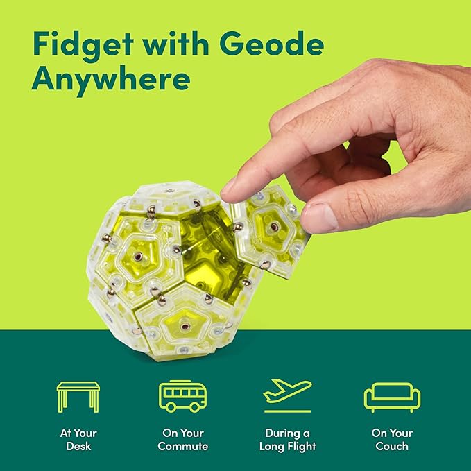 Speks Geode Sphere Magnetic Fidget Toy for Adults & Teens 14+ | Sensory Gadget for Stress Relief and Anxiety, Office Desk Toy Present, Christmas Gift, Holiday Stocking Stuffer | Peridot, 12-Piece Set