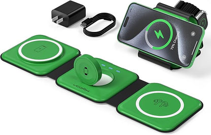 UCOMX 3 in 1 Charging Station for Multple Devices,Foldable 3 in 1 Wireless Charger for Travel,Nano Wireless Charging Station for iPhone16 15 14 13 12 Pro Max/Watch 10 9 8 7 6 5 4 3 Ultra/AirPod Pro