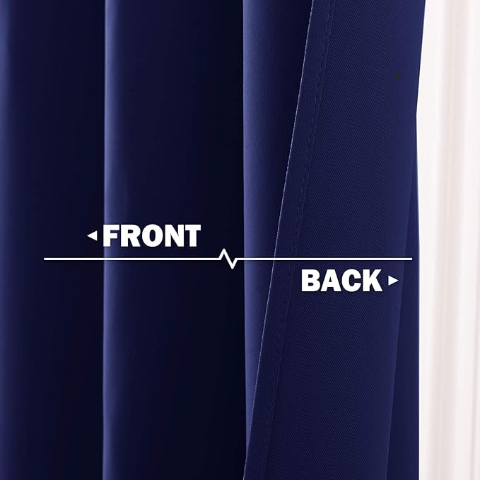 NICETOWN Small Kitchen Window Drapes - Thermal Insulated Blackout Window Curtains Grommet Panels for Dorm/Bathroom (2 PCs, Navy Blue, 52 Width x 36 inches Length 1.2 inches Header)