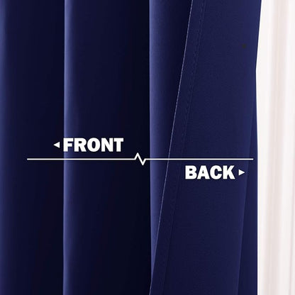 NICETOWN Small Kitchen Window Drapes - Thermal Insulated Blackout Window Curtains Grommet Panels for Dorm/Bathroom (2 PCs, Navy Blue, 52 Width x 36 inches Length 1.2 inches Header)