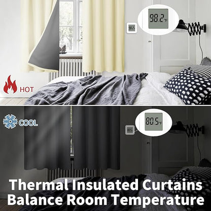 BGment 100% Blackout Curtains for Bedroom with Black Liner, Double Layer Thermal Insulated Full Room Darkening Noise Canceling Rod Pocket Bedroom Curtain (42 x 84 Inch, Cream, 2 Panels)