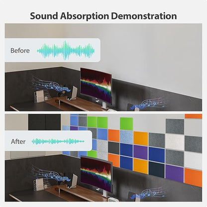 12 Pack Acoustic Panels Self Adhesive Sound Proof Foam, High Density Sound Acoustic Panel, 16X12X0.4 Inch Rectangle Panels in Home, Office, Reccording Room, Studio,and More(Light Sky Blue)