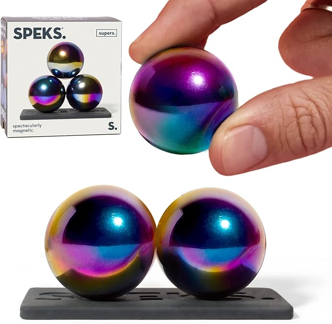 Speks Supers Magnetic Balls - Fidget Toy for Adults | Desk Toy for Office Decoration, Christmas Gift, Holiday Stocking Stuffer Present, Sensory Gadget for Stress Relief | Set of 3, Oil Slick