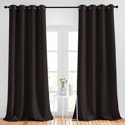 NICETOWN Blackout Thick Window Curtains - (W52 x L120, Brown, 2 Panels) Thermal Insulated Grommet Drape Longer Panels for Bedroom and Living Room